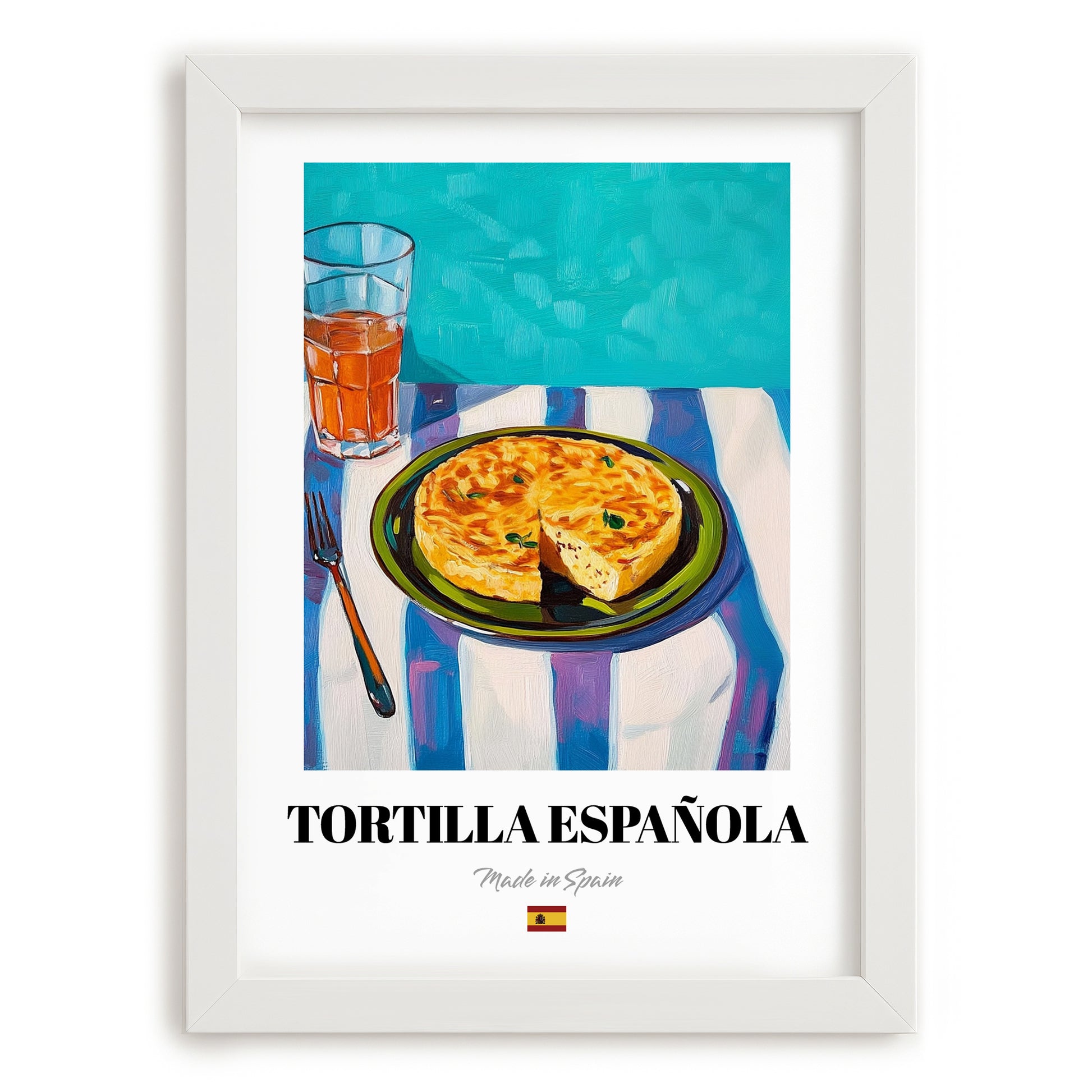 Tortilla Española – Art, Spanish Food Painting, placed in minimal white frame