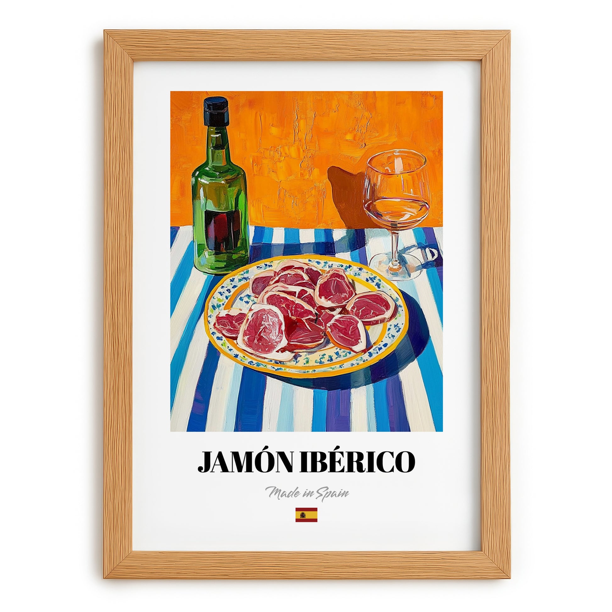 Jamón Ibérico – Art, Spanish Food Wall Art, set in oak frame