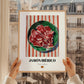 Jamón Ibérico – on Striped Tablecloth, Spanish Food Print, styled in a charming Paris street view