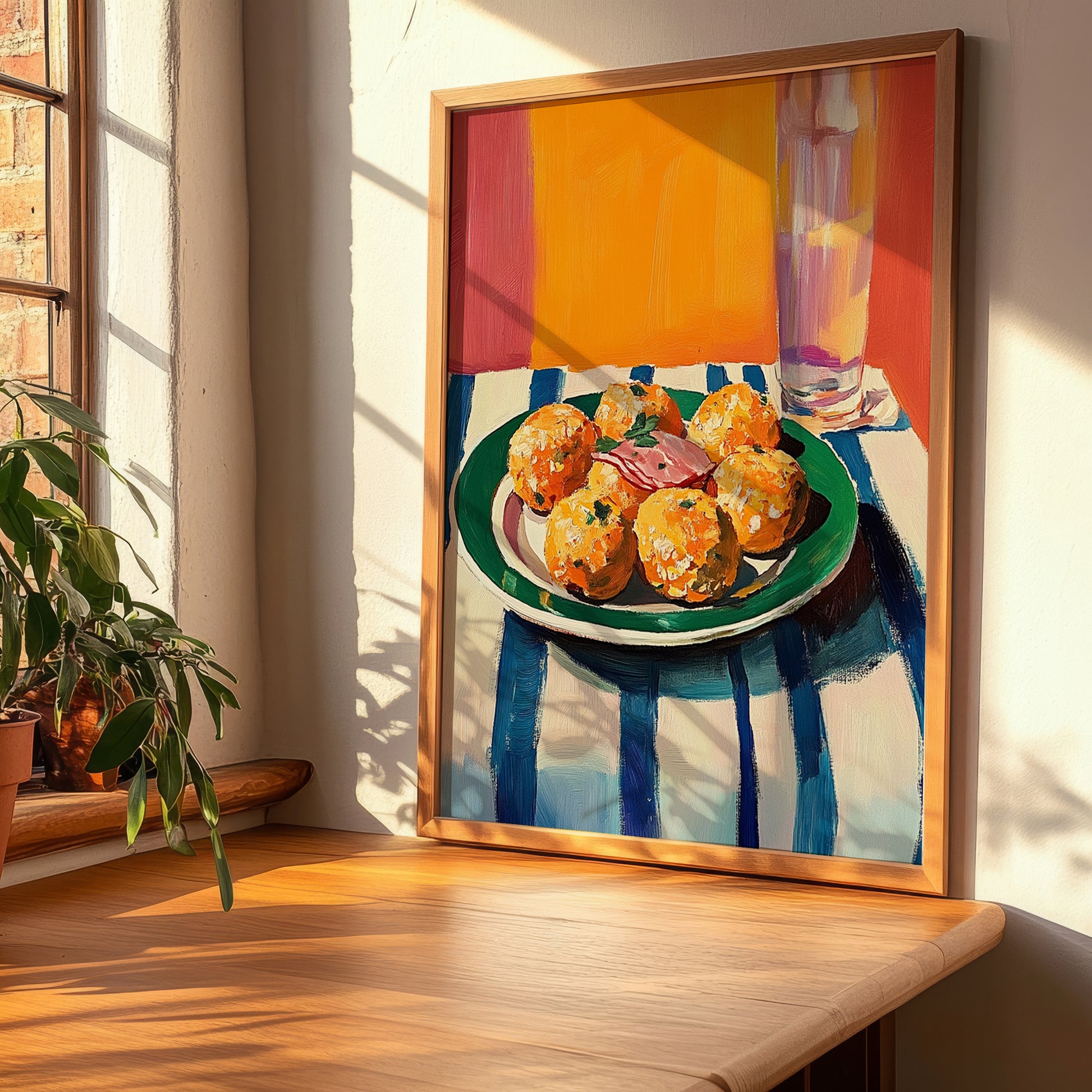 Croquetas de Jamón – Oil Painting, Spanish Food Art, clean layout with no caption