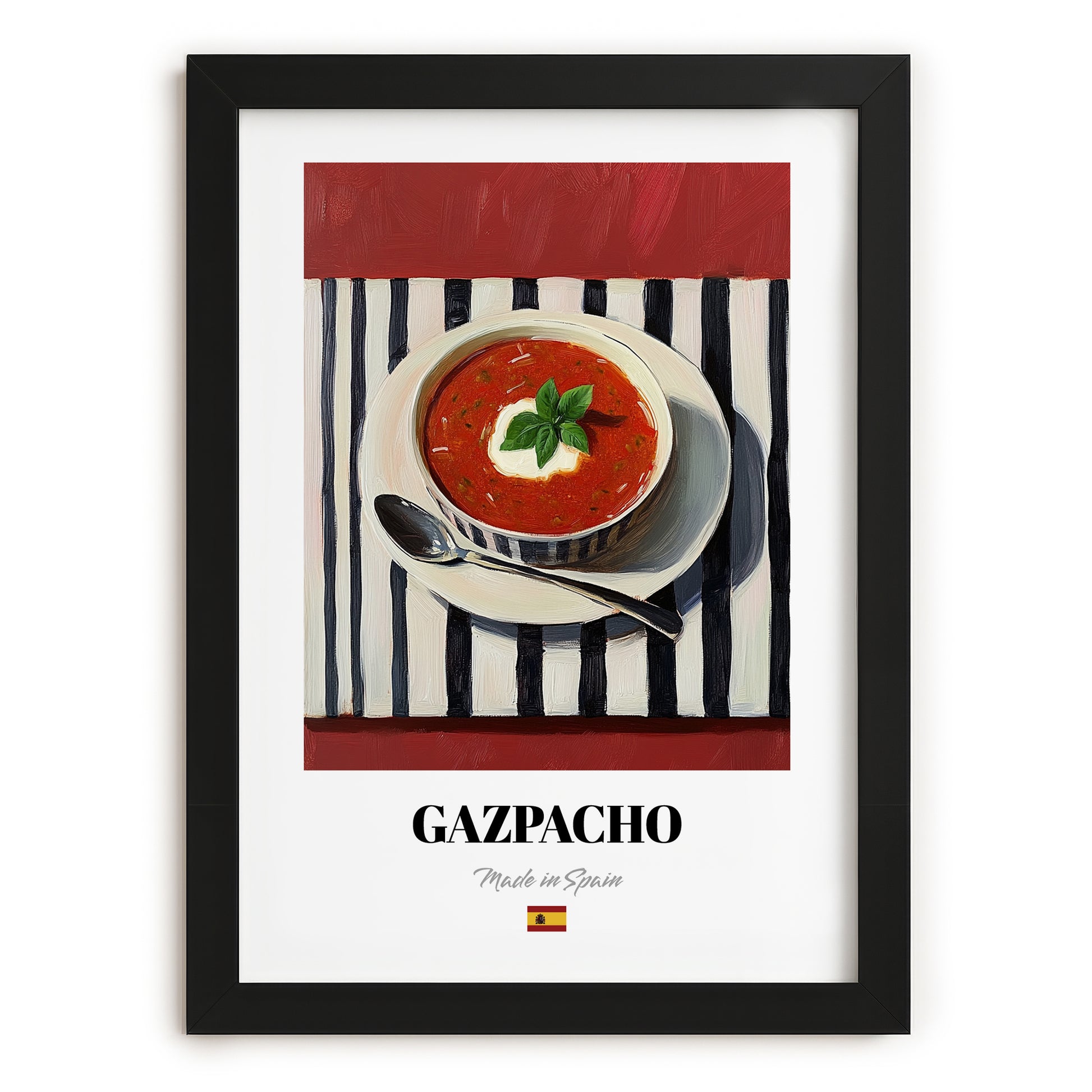 Gazpacho – Art, Spanish Food Wall Art, in sleek black frame