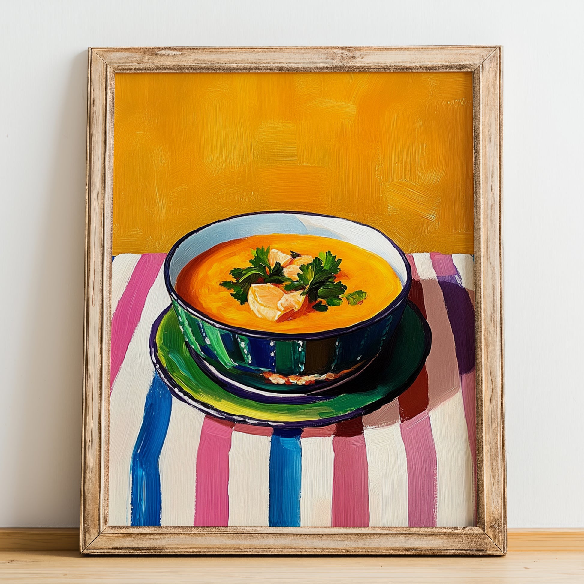 Salmorejo – Art, Spanish Food Illustration, no-text version framed in wood
