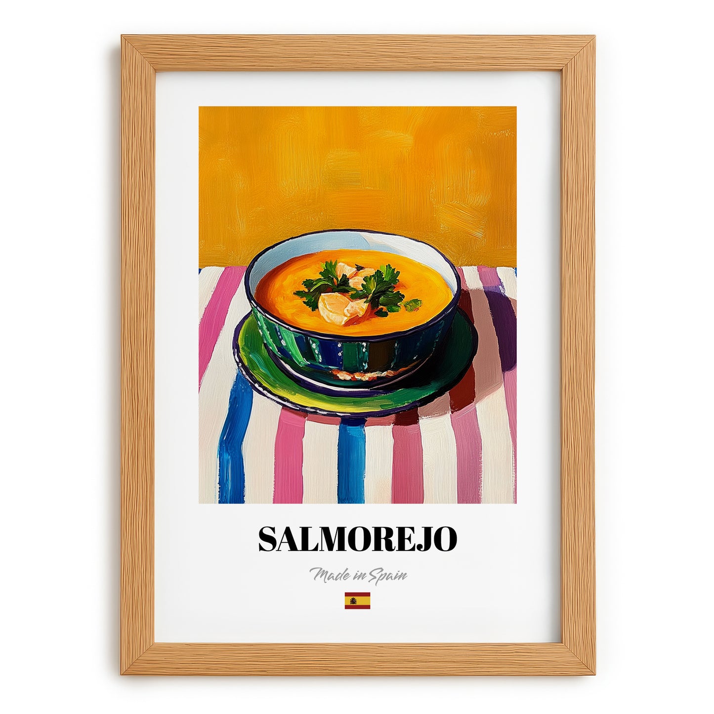Salmorejo – Art, Spanish Food Illustration, set in oak frame