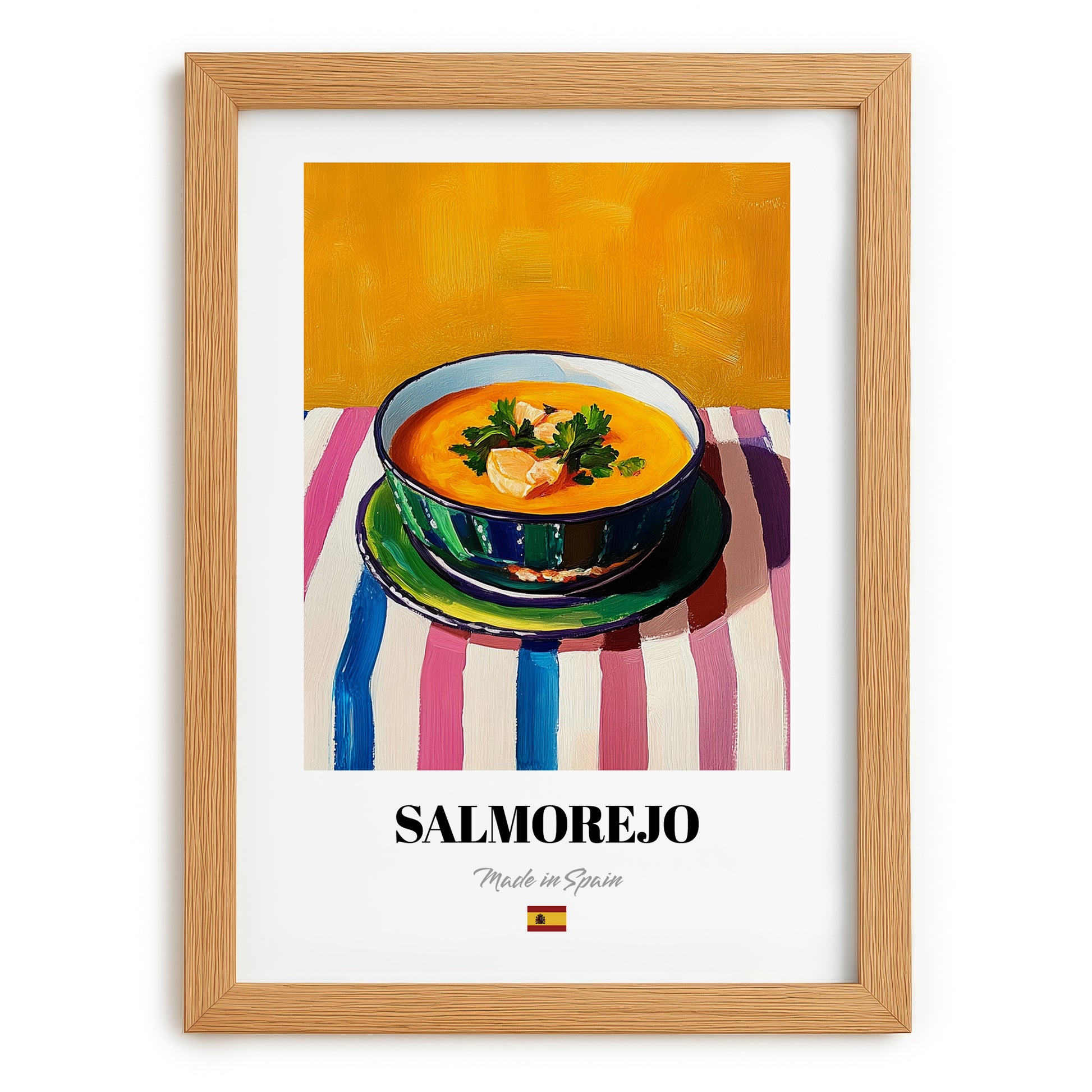 Salmorejo – Art, Spanish Food Illustration, set in oak frame