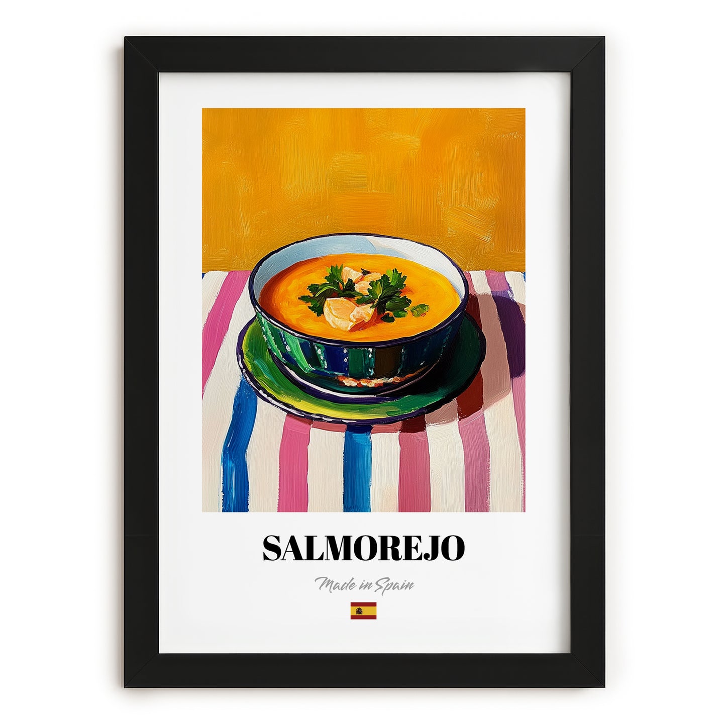 Salmorejo – Art, Spanish Food Illustration, in sleek black frame