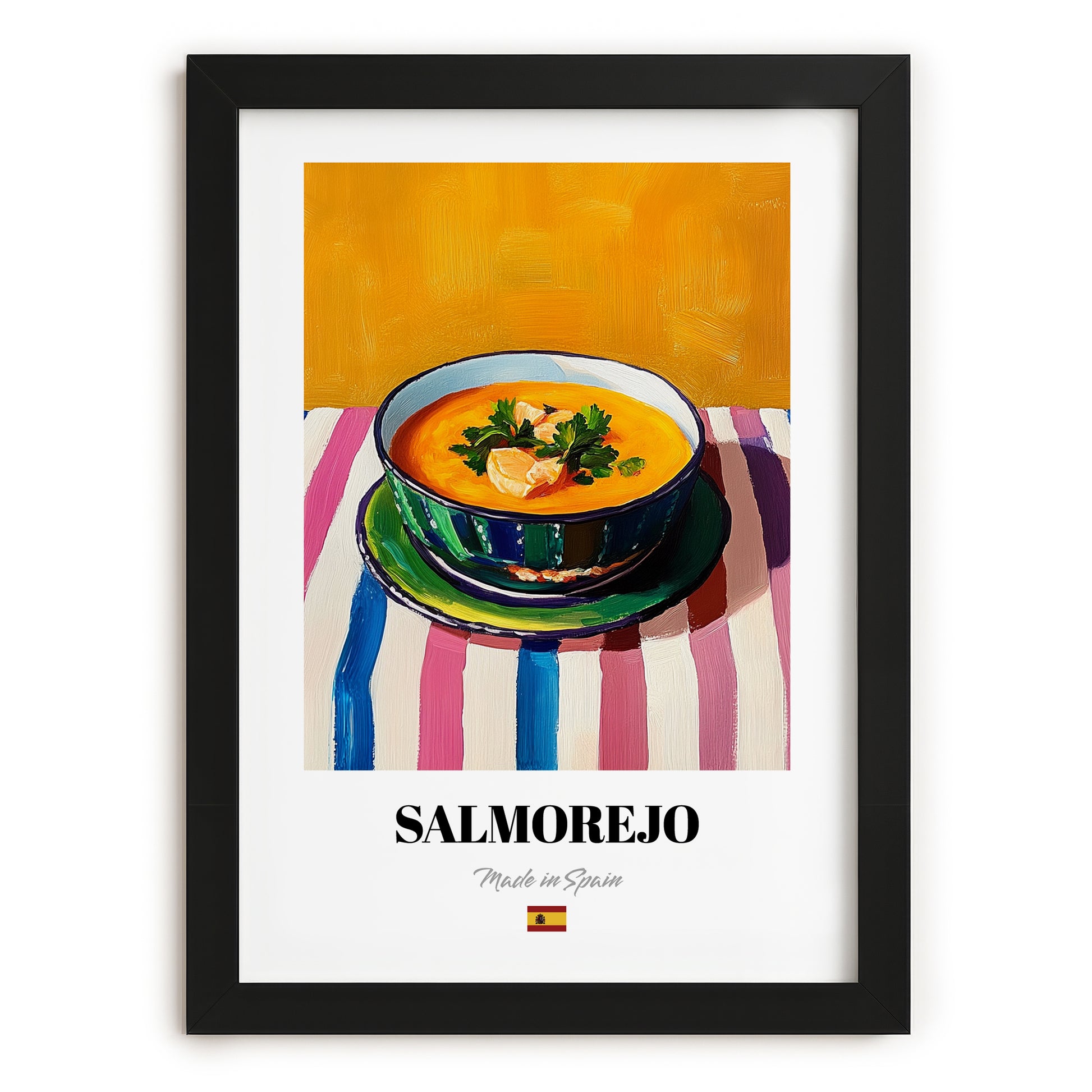 Salmorejo – Art, Spanish Food Illustration, in sleek black frame