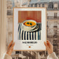 Salmorejo – on Striped Tablecloth, Spanish Food Print, styled in a charming Paris street view