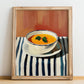 Salmorejo – on Striped Tablecloth, Spanish Food Print, no-text version framed in wood