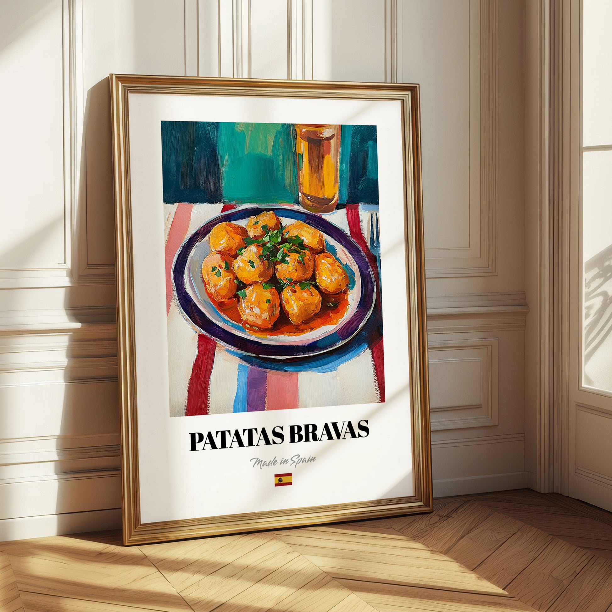 Patatas Bravas – Colorful Oil Painting, Spanish Food Print