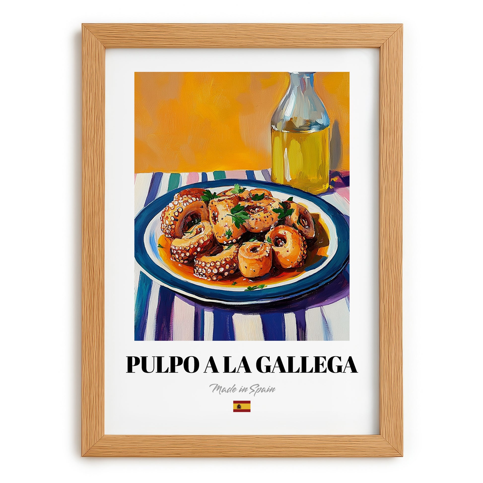Pulpo a la Gallega – Art, Spanish Food Painting, set in oak frame