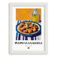 Pulpo a la Gallega – Art, Spanish Food Painting, placed in minimal white frame