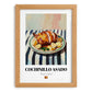 Cochinillo Asado – on Striped Tablecloth, Spanish Food Wall Decor, set in oak frame