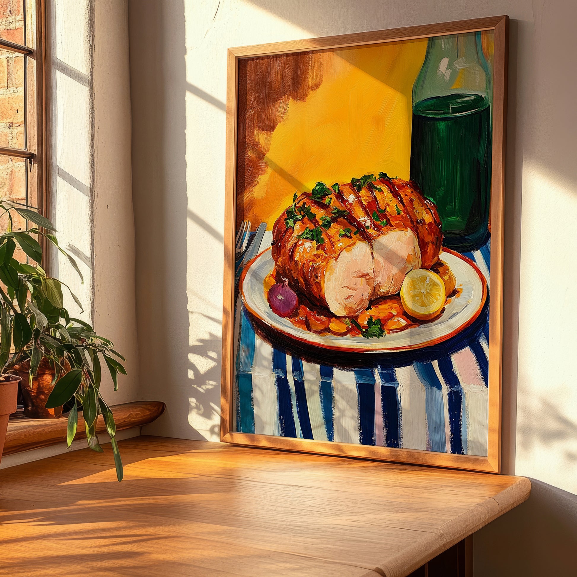Cochinillo Asado – Colorful Oil Painting, Spanish Food Wall Art, clean layout with no caption