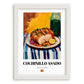 Cochinillo Asado – Colorful Oil Painting, Spanish Food Wall Art, placed in minimal white frame