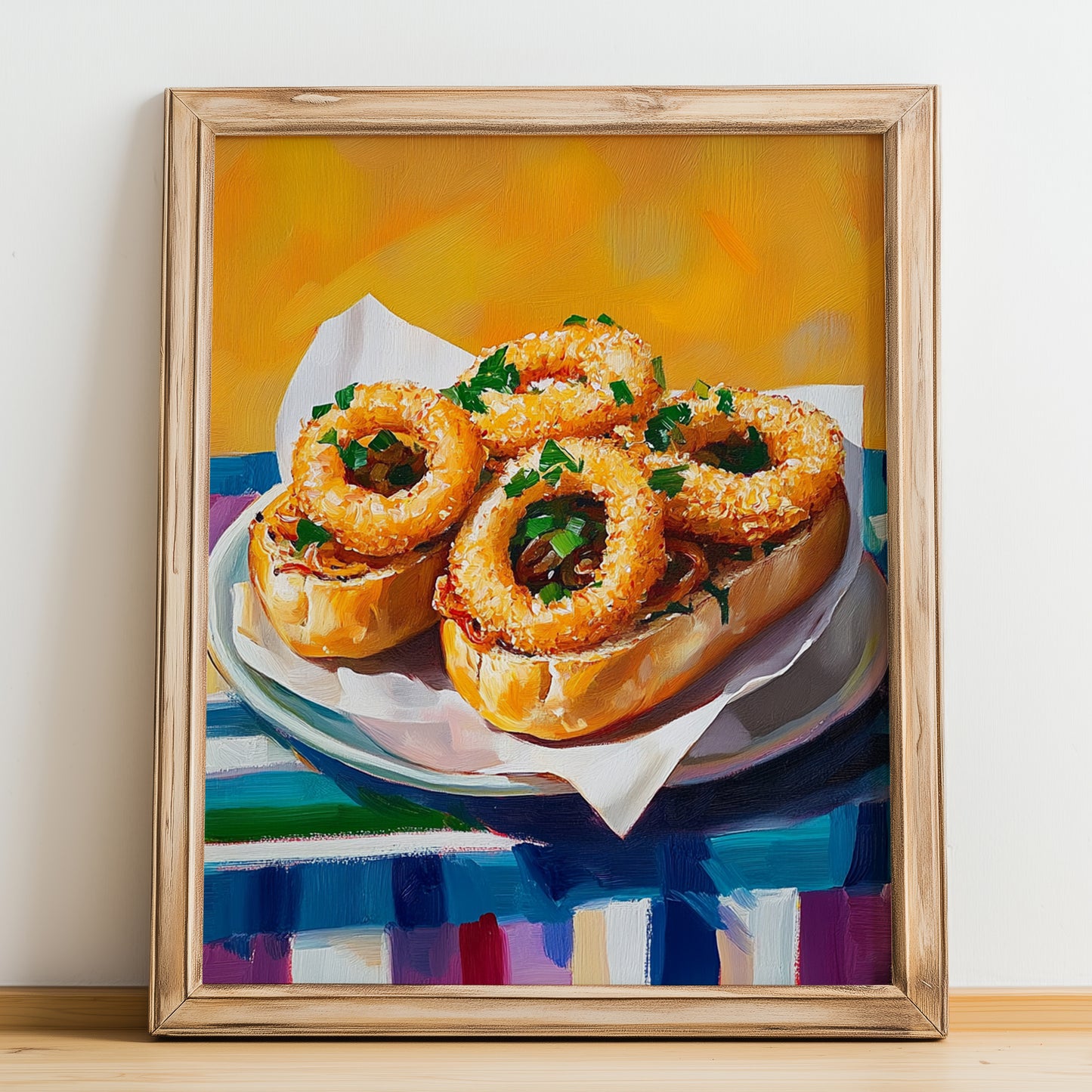 Bocadillo de Calamares – Oil Painting, Spanish Food Poster, no-text version framed in wood