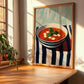 Pisto – on Striped Tablecloth, Spanish Food Painting, clean layout with no caption
