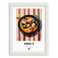 Fideuà – on Striped Tablecloth, Spanish Pasta Wall Print, placed in minimal white frame