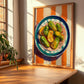 Pimientos de Padrón – on Striped Tablecloth, Spanish Food Wall Decor, clean layout with no caption