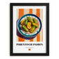 Pimientos de Padrón – on Striped Tablecloth, Spanish Food Wall Decor, in sleek black frame