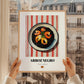 Arroz Negro – on Striped Tablecloth, Spanish Food Print, styled in a charming Paris street view
