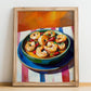 Gambas al Ajillo – Oil Painting, Spanish Food Wall Decor, no-text version framed in wood