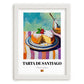 Tarta de Santiago – Colorful Oil Painting, Spanish Dessert Painting, placed in minimal white frame