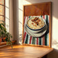 Arroz con Leche – on Striped Tablecloth, Spanish Dessert Wall Art, clean layout with no caption