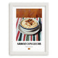 Arroz con Leche – on Striped Tablecloth, Spanish Dessert Wall Art, placed in minimal white frame