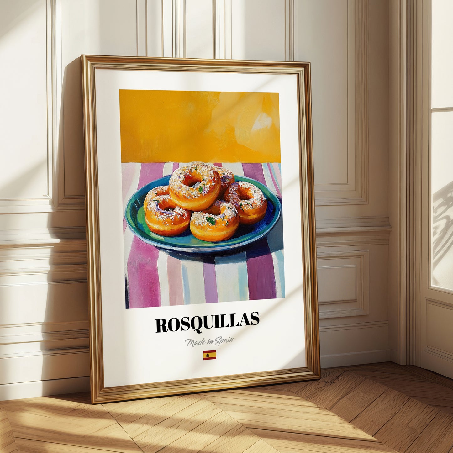 Rosquillas – Colorful Oil Painting, Spanish Dessert Wall Decor 