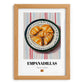 Empanadillas – on Striped Tablecloth, Spanish Pastry Wall Art, set in oak frame
