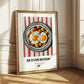 Huevos Rotos – on Striped Tablecloth, Spanish Food Wall Decor