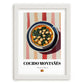 Cocido Montañés – on Striped Tablecloth, Spanish Food Painting, placed in minimal white frame