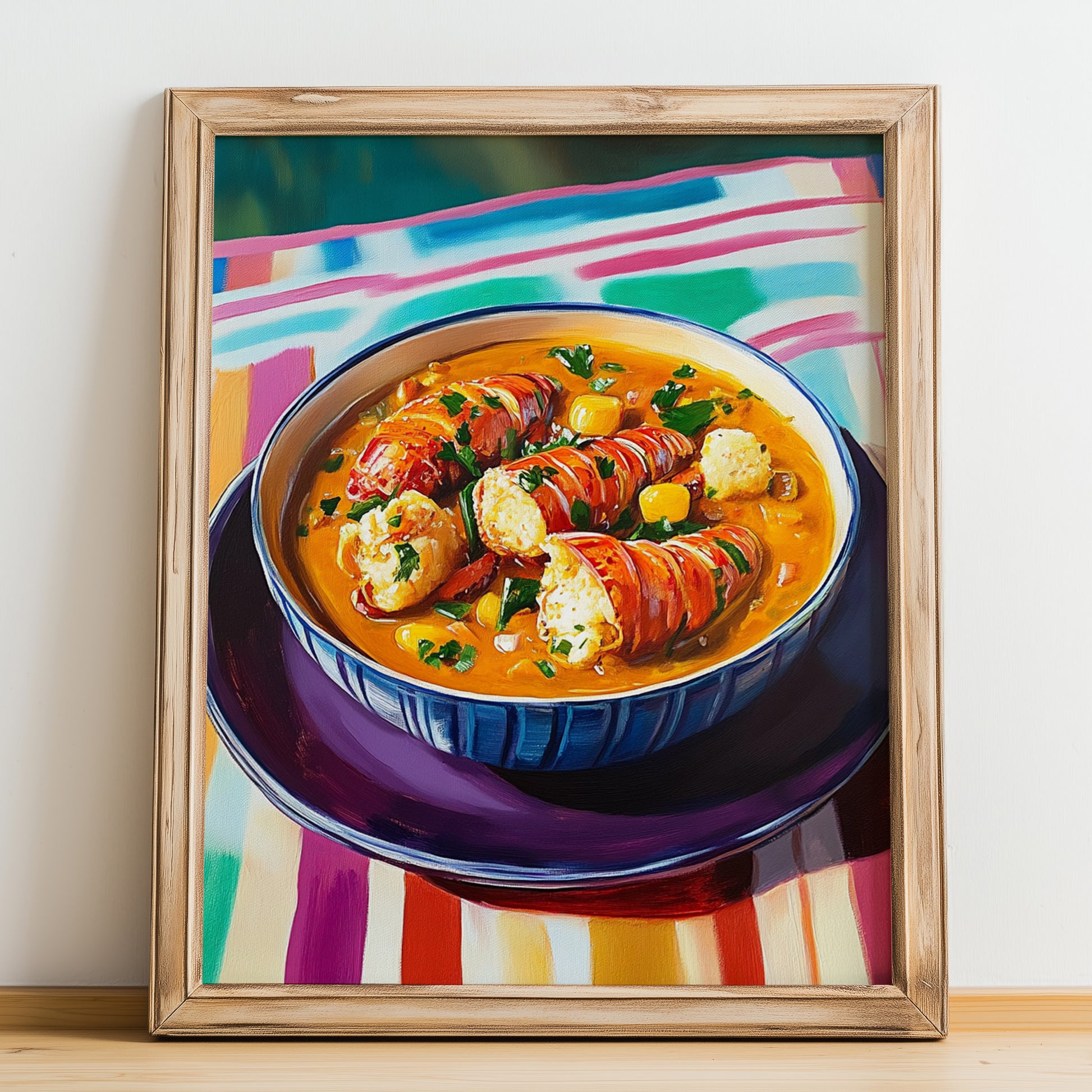 Caldereta de Langosta – Art, Spanish Food Poster, no-text version framed in wood