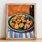 Escalivada – Colorful Oil Painting, Spanish Food Still Life, no-text version framed in wood