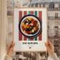Escalivada – on Striped Tablecloth, Spanish Food Print, styled in a charming Paris street view
