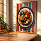 Escalivada – on Striped Tablecloth, Spanish Food Print, clean layout with no caption
