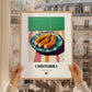 Chistorra – Oil Painting, Spanish Food Illustration, styled in a charming Paris street view