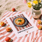 Empanada Gallega – on Striped Tablecloth, Spanish Pastry Painting, unframed on coastal sand