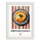 Empanada Gallega – on Striped Tablecloth, Spanish Pastry Painting, placed in minimal white frame