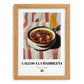 Callos a la Madrileña – on Striped Tablecloth, Spanish Food Illustration, set in oak frame
