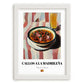 Callos a la Madrileña – on Striped Tablecloth, Spanish Food Illustration, placed in minimal white frame