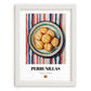 Perrunillas – on Striped Tablecloth, Spanish Dessert Wall Decor, placed in minimal white frame