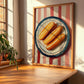 Churros – on Striped Tablecloth, Spanish Dessert Still Life, clean layout with no caption