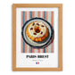 Paris-Brest – on Striped Tablecloth, French French Pastry Art, set in oak frame