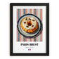 Paris-Brest – on Striped Tablecloth, French French Pastry Art, in sleek black frame