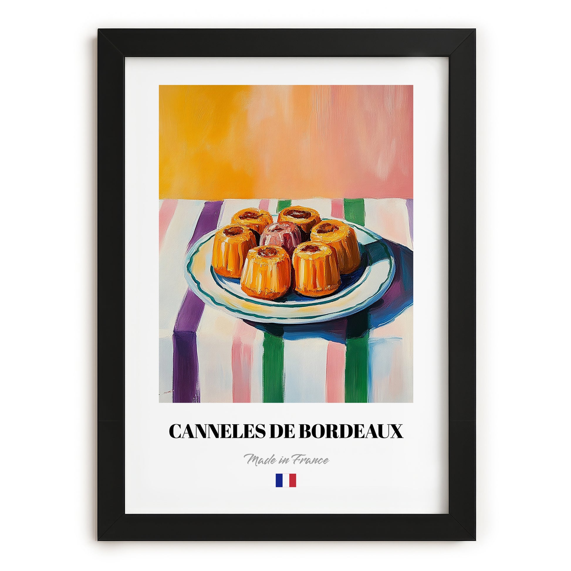Canelés de Bordeaux – Art, French French Pastry Still Life, in sleek black frame
