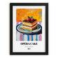 Opéra Cake – Colorful Oil Painting, French French Dessert Painting, in sleek black frame