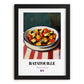 Ratatouille – on Striped Tablecloth, French Food Wall Art, in sleek black frame