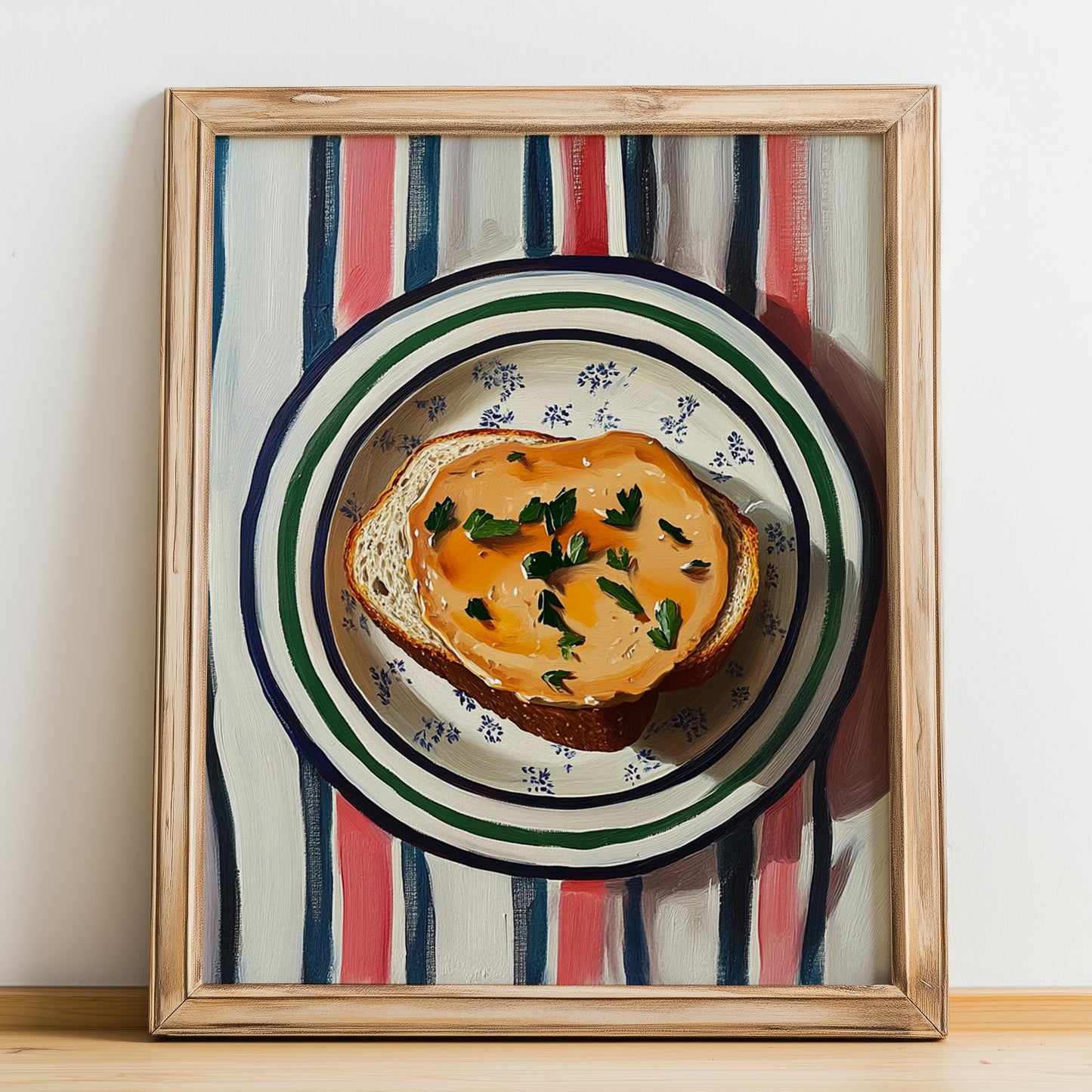 Foie Gras – Colorful Oil Painting, French Food Painting, no-text version framed in wood