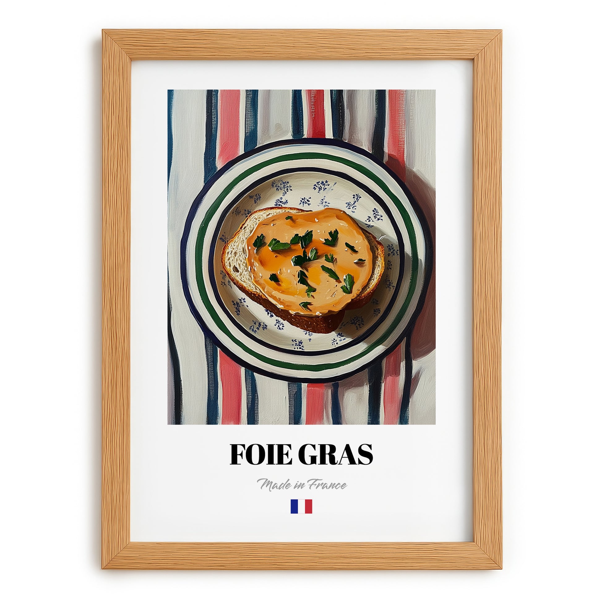 Foie Gras – Colorful Oil Painting, French Food Painting, set in oak frame